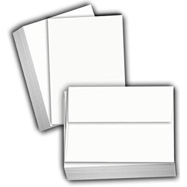 Imagem de Cartões de índice em branco Hamilco 13,3 cm x 21,6 cm, estoque de cartão, 22,6 kg, capa branca de papelão de papelão, pacote com 100, Bright White, 100 Cards with Envelopes