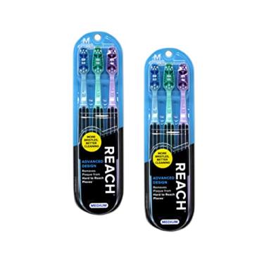 Imagem de Reach Escovas de dentes m dias de design avan ado, cores podem variar, 3 unidades (pacote com 2) Total de 6 escovas de dente
