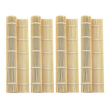 Imagem de 4 peças 24 cm x 24 cm tapete de enrolar de sushi de bambu natural da LEEFONE