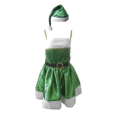 Imagem de Fantasia Mamãe Noel Verde Infantil Vestido Com Acessórios - Masquerade