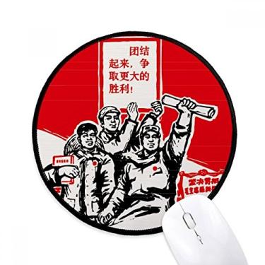 Imagem de Book Paper Red Chairman Mao Masses Mouse Pad Desktop Office Tapete redondo para computador