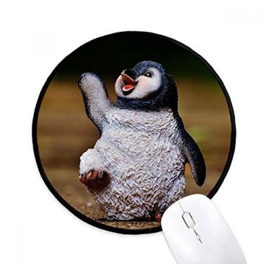 Imagem de Criatura Antártica Bonito Pinguim Ciência Natureza Mouse Pad Desktop Escritório Tapete Redondo para Computador