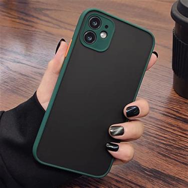 Imagem de Armor Matte Case para iPhone 14 13 12 11 Pro Max XR XS X 7 8 Plus SE Mini Luxury Silicone Bumper Clear Hard Cover, Dark Green, For iPhone12 Mini