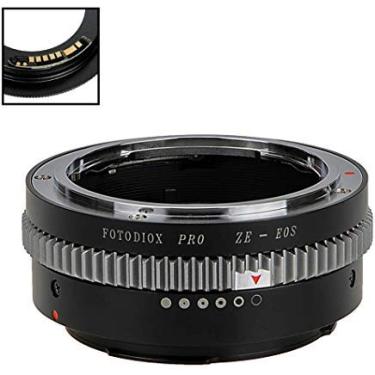 Imagem de Adaptador de montagem de lente Fotodiox Pro compatível com lente SLR Mamiya 35mm (ZE) para corpo de câmera D/SLR de montagem Canon EOS (EF, EF-S) - com chip de confirmação de foco Gen10 e seletor de controle de abertura integrado