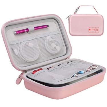 Imagem de Canboc Estojo organizador eletrônico rígido para viagem para MacBook, adaptador de alimentação, cabo carregador para Apple Magic Mouse Power Bank Apple Pencil, USB Flash Disk Cartão SD pequeno, acessórios portáteis, bolsa tecnológica, ouro rosa