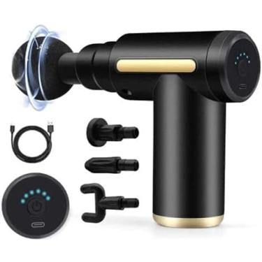 Imagem de Mini Massageador Elétrico Muscular Recarregavel USB, Pistola Massageadora Corporal Portatil, 4 Ponteiras, 6 Velocidades de Massagem Relaxante - Massage Gun - Cores Sortidas