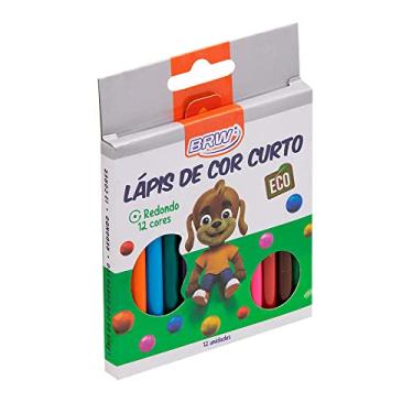 Imagem de Lápis de Cor Curto 12 Cores Resina Plástica Reciclada Redondo, BRW