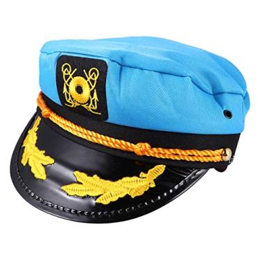 Imagem de TOYANDONA Boné de capitão de iate colorido navio de cruzeiro náutico almirante marinheiro boné ajustável cosplay acessório para festa azul