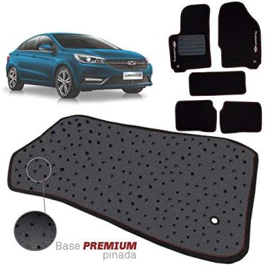 Imagem de Jogo de Tapete Carpete Tevic Pinado Chery Arrizo 5 2018 19 Impermeável Lavável Logo Bordado 5 Peças
