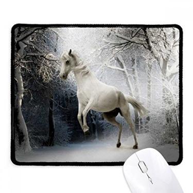 Imagem de Mouse pad White Horse Science Nature Scenery Tapete de borracha para jogos
