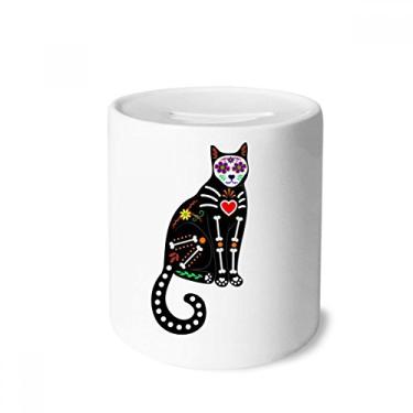 Imagem de DIYthinker Caixa de Dinheiro Preto Coração de Osso de Gato Dia das Bruxas Atmosfera Terror Caixa de Moedas Cerâmica Porta-Moedas Presente