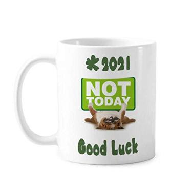 Imagem de Placa de cachorro Upside Art Deco Presente Fashion Good Luck 2021 Caneca cerâmica café porcelana louça