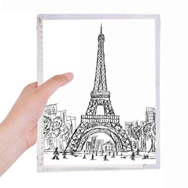 Imagem de Caderno quadrado da Torre Eiffel, França, Paris, folhas soltas, diário recarregável, papelaria