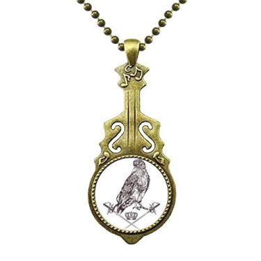 Imagem de DIYthinker Colar de espada de águia com coroa de animais estilo barroco antigo pingente de música de guitarra