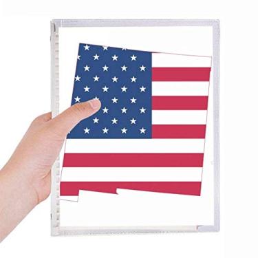 Imagem de Caderno em forma de bandeira de estrelas com mapa dos Estados Unidos com folhas soltas e diário recarregável