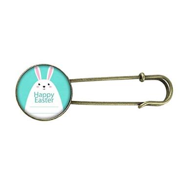 Imagem de Pingente de broche de metal retrô com estampa de coelhinho azul Happy Easter Festival