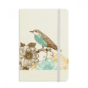 Imagem de Caderno de anotações Freehand floral azul preto oficial de tecido rígido clássico diário