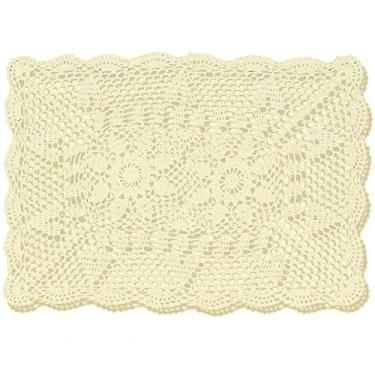 Imagem de Gracebuy Toalha de mesa retangular de renda de crochê de algodão bege 40,6 x 61 cm