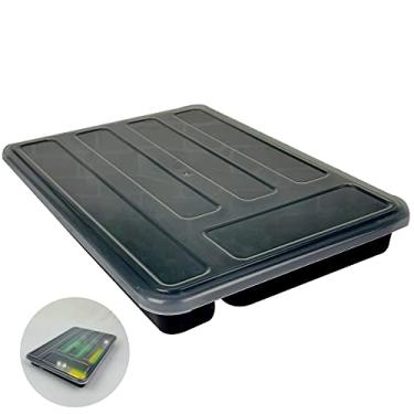 Imagem de Organizador de Talheres Divisor Com Tampa Gaveta Cozinha Preto - AMZ