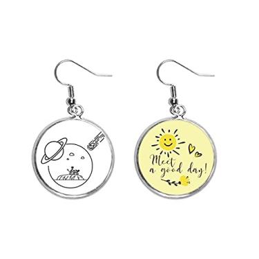 Imagem de Brinco de sol com escudo planetário, meteorito, gota, flor, joia moderna