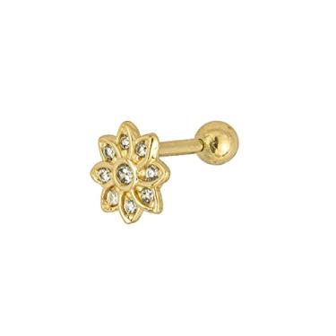 Imagem de Piercing Orelha Tragus Cartilagem Ouro 18k Flor de Lótus