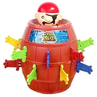 Imagem de Brinquedo Infantil Pula Pirata com Barril Tamanho Médio ou Grande Jogo Famíliar até 4 Jgadores Art Brink (Grande)