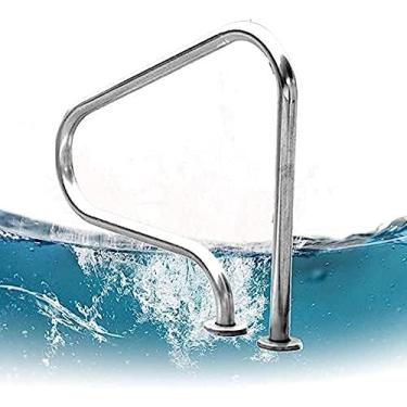 Imagem de Corrimão de segurança para piscina Corrimão de piscina fácil de instalar, corrimão de aço inoxidável 304 para escada de piscina, alças perfeitas de 3 dobras