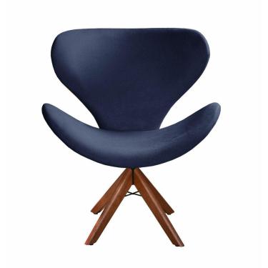 Imagem de Poltrona Decorativa Isis Swan Cadeira Giratória Pé Madeira