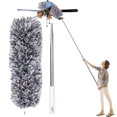 Imagem de Espanador Extensível - Espanador telescópico | limpeza doméstica com haste extensível, cabeça dobrável, lavável para AC, carro, persianas, lâmpadas, teto Puchen