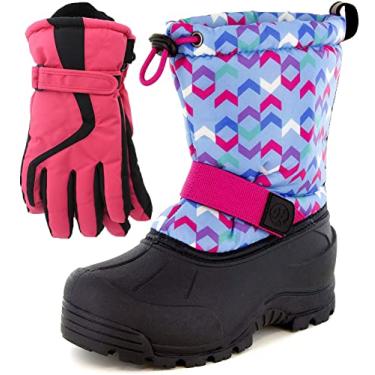 Imagem de Northside Frosty Kids – Conjunto de botas e luvas de inverno para meninos e meninas, Lt Blue/Fuchsia, 2 Little Kid