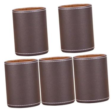 Imagem de NUOBESTY 5 Unidades Caixinha De Óculos Suporte Para Óculos Pincéis De Cosméticos Porta-óculos Porta Caneta Decorativa Porta Caneta De Couro Lápis De Mesa Porta-ferramentas Aluna Pu Mdf