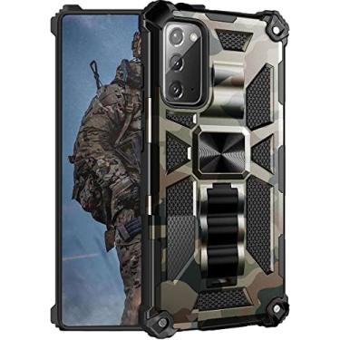 Imagem de Ephoou Capa camuflada para Samsung Galaxy Note 20 com suporte, capa de telefone resistente ao ar livre à prova de choque de grau militar para Samsung Galaxy Note 20 camuflagem verde exército