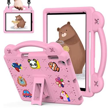 Imagem de QYiiD Capa infantil para iPad Air 1, infantil à prova de choque com suporte de lápis, alça de ombro dobrável para iPad Air 1 (A1474/A1475/A1476), rosa