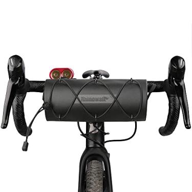 Imagem de Rhinowalk Bolsa de guidão à prova d'água para bicicleta, bolsa frontal de bicicleta, bolsa de rolo de armazenamento para mountain road bikes bolsa de ombro profissional acessórios de ciclismo - preto