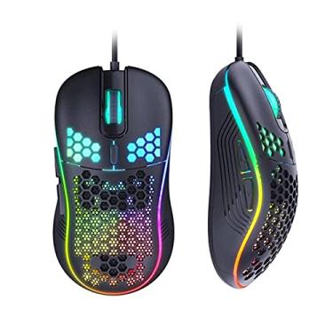 Imagem de ANDROSET Mouse para jogos USB RGB, mouse para jogos leve Honeycomb 7200DPI, retroiluminado RGB e 6 botões programáveis