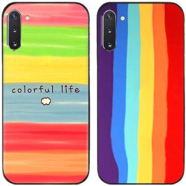 Imagem de 2 peças colorido vida arco-íris impresso TPU gel silicone capa de telefone traseira para Samsung Galaxy todas as séries (Galaxy Note 10)