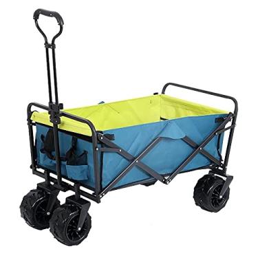 Imagem de Carrinhos de lavanderia, vagão dobrável ao ar livre, com rodas largas universais e alças ajustáveis, carrinho de praia prático com estrutura de aço reforçada hopeful