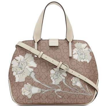 Imagem de Calvin Klein Bolsa Audrey com compartimento triplo, Amêndoa multifloral, One Size