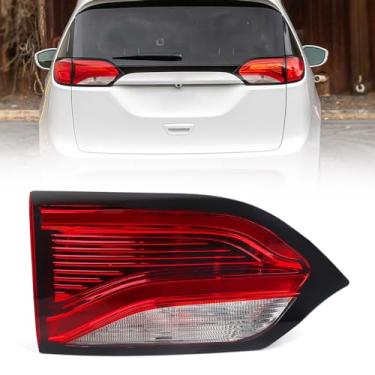 Imagem de FIONE Conjunto de luz traseira interna de LED completo compatível com Chrysler Pacifica 2017-2020 e Voyager 2020-2022 lâmpada de freio de substituição da lanterna traseira moldura preta com luzes