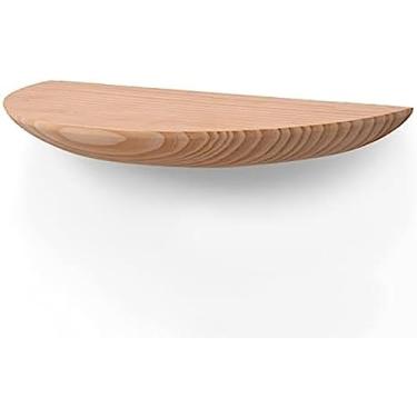 Imagem de Prateleira de madeira pequena Prateleiras flutuantes de canto para parede Semicírculo Unidade de prateleira redonda Madeira de pinho maciço Rústico Prateleiras de armazenamento flutuantes mo