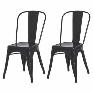 Imagem de Kit 02 Cadeiras Sala Mesa De Jantar Cozinha Tolix Iron Design Industrial Preta