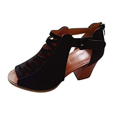 Imagem de Sandálias femininas de salto alto com tiras sensuais, bico quadrado aberto, tira no tornozelo, salto stilettos, sapatos de festa transparentes, Z7 - preto, 9.5