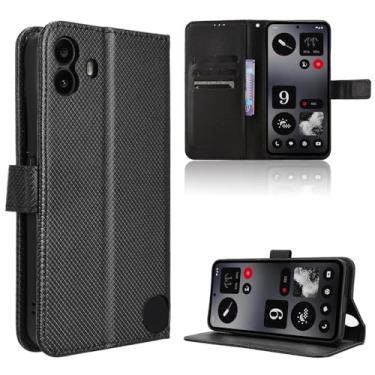 Imagem de Elubugod Capa de couro compatível com Nothing CMF Phone 1, capa flip de couro PU compatível com Nothing CMF Phone 1 capa preta