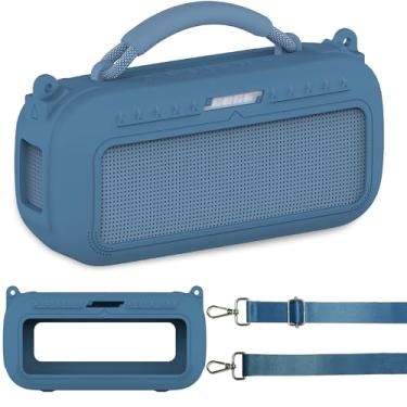 Imagem de JCHPINE Capa de silicone para acessórios de alto-falante portátil Bose SoundLink Max, capa de silicone macio para alto-falante Bose SoundLink Max Bluetooth com alça de ombro (capa azul)