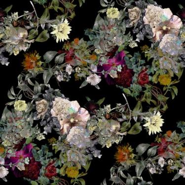 Imagem de HelloWall Papel de parede floral escuro de 43 cm × 803 cm, descasque e cole vintage, floral escuro, papel de parede autoadesivo de contato de flores para prateleiras, papel de parede removível para