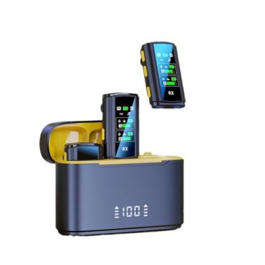Imagem de Microfone de lapela sem fio com visor digital, estojo de carregamento com redução de ruído, microfone duplo com clipe, plug and play, chip dual-core 2.4G, mini microfone para celular, transmis
