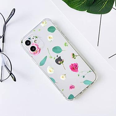 Imagem de Capa de telefone Real Flower Clear Soft silicone para iphone 6 7 8 Plus X XS XR MAX 11 Pro 12 MiNi Capa traseira macia à prova de choque, b, para iPhone 12 Mini