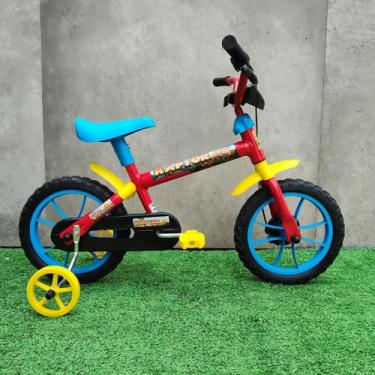 Imagem de Bicicleta Infantil Aro 12 para Menino, Preto e Verde Limão (Vermelho e Azul)