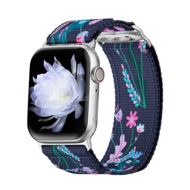 Imagem de Cuzow Pulseira feminina de relógio Apple de 38 mm, 39 mm, 40 mm, 41 mm, 42 mm, 44 mm e 45 mm, pulseira de nylon boho para iPhone Watch, séries 9, 8, 7, 6, 5, 4, 3, 2 e SE