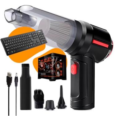 Imagem de Aspirador de Pó, Soprador 3 em 1 Multifuncional (Aspirador | Soprador | Compressor De Vácuo), Portátil, Sem Fio, Recarregável Usb, Para Limpeza De Carro, PC, Notebook, Teclados, Casa, Escritório.